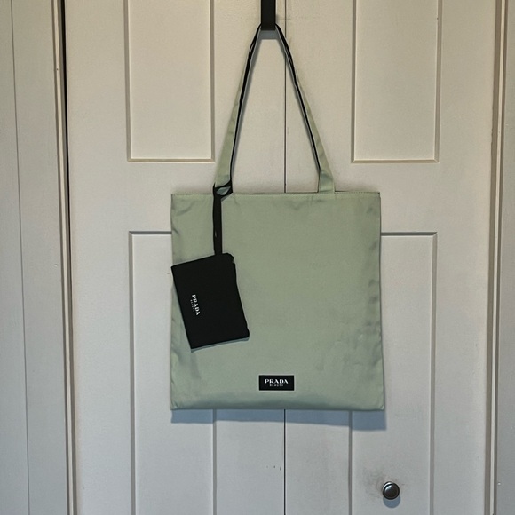 Prada Handbags - Prada Mint Green Reversible Tote with Black Pouch NWOT
